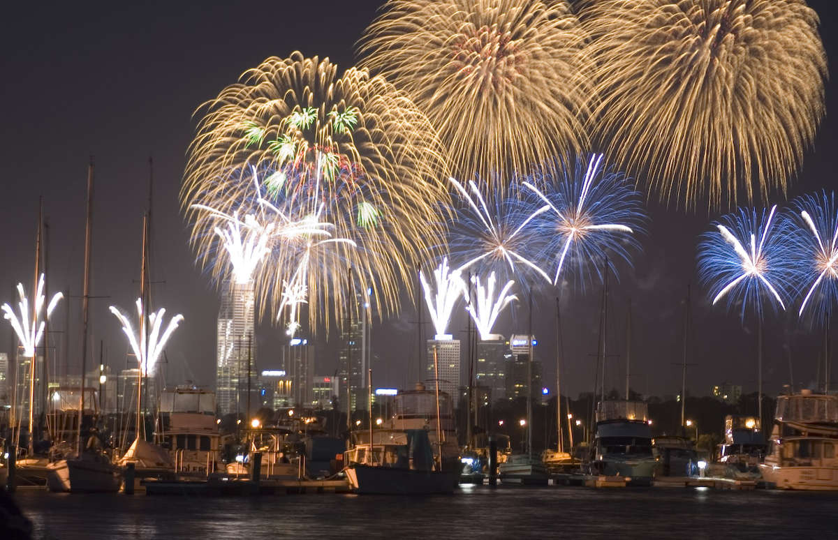 Feuerwerk am Australia Day in Perth
